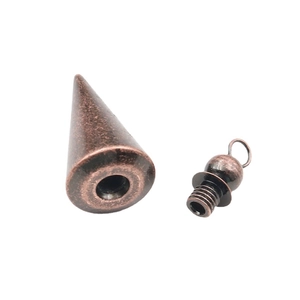 Cone-shaped brass pendulum pendant with screw cap and ring in vintage bronze finish