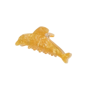Sparkly gold dolphin hair claw clip with glitter finish for elegant women's hairstyling