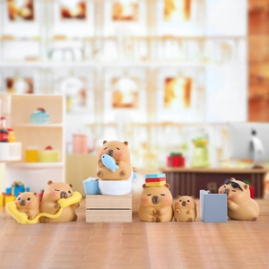 Miniature Capybara resin figures in various cute poses for home and office desk decor