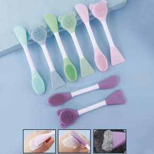 Double-sided silicone facial brush for deep cleansing and smooth mask application