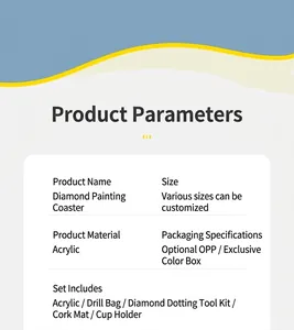 Detaillierte Spezifikationen für DIY Mandala Diamant Painting Acryl Untersetzer Set mit Kork