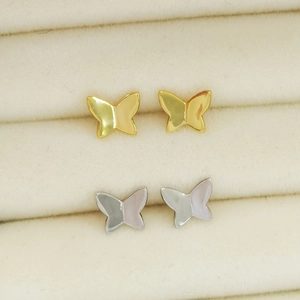 Elegant S925 sterling silver butterfly stud earrings in gold and silver finishes