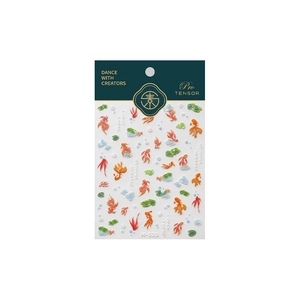 3D embossed koi fish nail art stickers with lotus leaves and Chinese calligraphy art