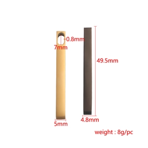 Polished stainless steel rectangular pendant bars in gold and black with dimensions