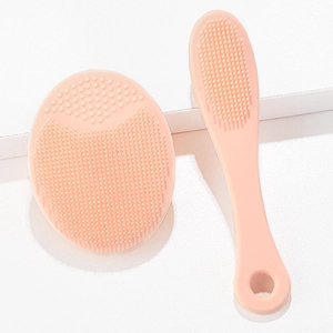 Silicone facial cleansing brush set for pore cleaning and blackhead removal in soft pink