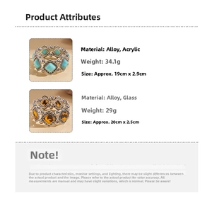 Detailed size and weight chart for geometric resin and alloy stretch bracelets