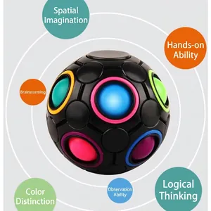 Black 12-hole rainbow puzzle ball for logic training and spatial imagination skills