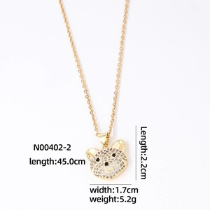 Close-up of gold-plated French Bulldog pendant with sparkling pavé cubic zirconia