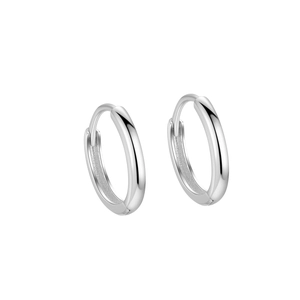 Minimalist S925 sterling silver hoop earrings set on a clean white background