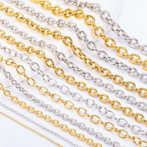 Stainless Steel Cable Cross Chain Oval Link DIY Jewelry Making Findings Necklace Bracelet Accessories Vacuum Gold Plated