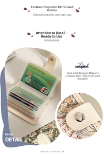 Detail view of floral card holder with multiple transparent PVC slots and snap button