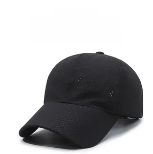 Close-up of lightweight quick-dry fabric and breathable laser-cut holes on baseball cap