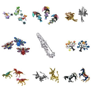 Elegant Brooch Pin Alloy Rhinestone Enamel Animal Floral Shapes Versatile Apparel Accessory For Women Coat Scarf
