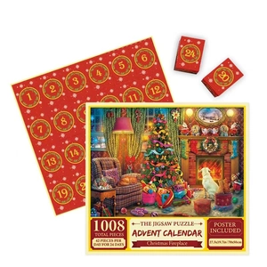 Calendrier de l'Avent puzzle de cheminée de Noël 1008 pièces pour 24 jours de fête