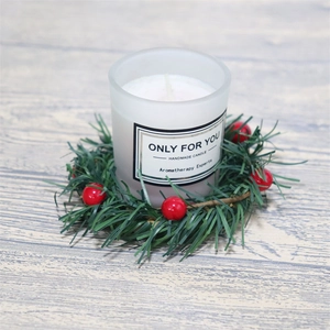 Christmas Candle Rings Mini Wreaths With Red Berries And Pine Needles Artificial PVC Holiday Table Decorations