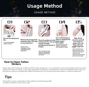 Instruction guide for applying Halloween neon face tattoos with 5 simple steps