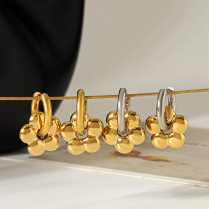 18k gold plated stainless steel flower hoop earrings in gold and silver finish