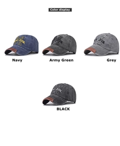 Sélection de couleurs pour casquettes en jean délavé avec broderie M et détails en cuir