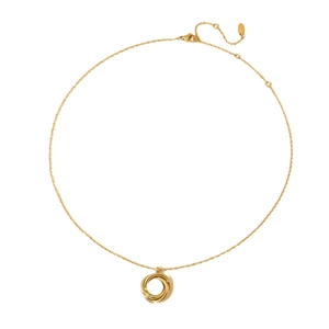 Elegant gold titanium steel necklace featuring interlocking triple ring pendants on a fine chain
