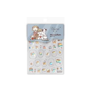 Holographic seashell luster nail art stickers with cute cartoon girl and dog patterns