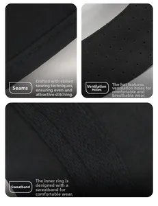 Detail view of the breathable mesh sweatband and precision stitching on the black sports cap