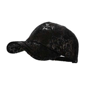 Graffiti leaf embossed black baseball cap with high-fashion textured floral pattern