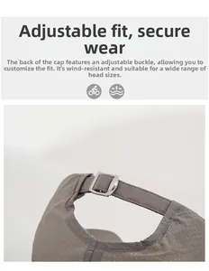Détail de la boucle métallique et du tissu respirant à séchage rapide de la casquette