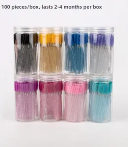 Bulk set of 8 boxes with 100 disposable glitter mascara wands and eyebrow brushes each