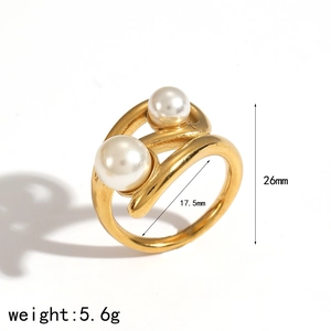 Detailed dimensions of the gold pearl ring with 17.5mm diameter and 5.6g weight