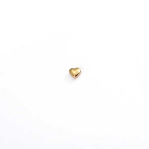 Polished golden 3D heart pendant made of stainless steel with a 1mm hole for jewelry