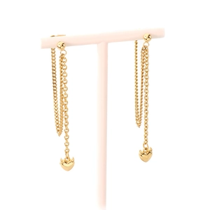 Elegant 18K gold plated stainless steel long tassel earrings with devil heart charms