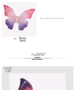 Detail of rose red gradient tulle butterfly hair clip with elegant pearl center accents