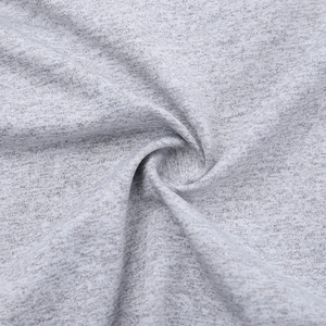 Detailed macro shot of light grey heathered knit fabric texture for yoga sports set