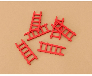 Set of six red wooden miniature ladders for dollhouse Christmas scene DIY decorations