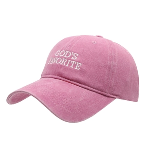 Pink washed cotton baseball cap with God's Favorite embroidery for women and men