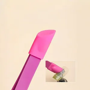 Dual-purpose purple nail tweezers with precision sharp tip and pink silicone press head