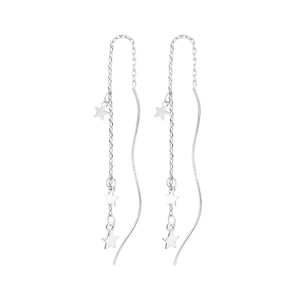 Elegant S925 sterling silver star tassel drop earrings with long chain dangles