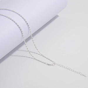 S925 sterling silver beaded necklace with oval beads and adjustable lobster clasp closure