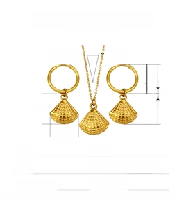 Guide des tailles pour l'ensemble collier et boucles d'oreilles en acier doré coquillage
