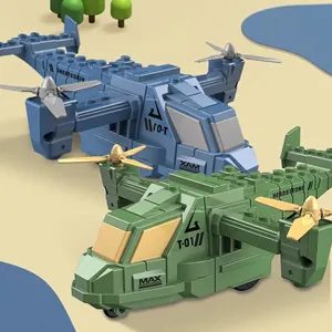 Pädagogisches Osprey Militärhubschrauber-Bausteine Set in Blau und Grün für Kinder