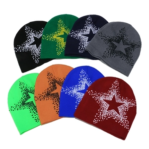 Pixel Star Jacquard Acrylic Knitted Beanie Hat Warm Windproof Outdoor Cycling Hip Hop Streetwear