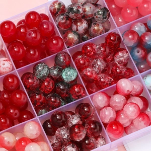 Red Christmas series DIY beaded accessory set in a clear plastic organizer box