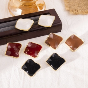 Minimalist square geometric earrings with wavy texture and gold plating in multiple colors