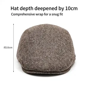 Winter thermal knit beret for men in dark brown with a deep fit design of 10cm depth