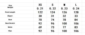 Size chart showing XS to L measurements for the jacquard midi slip dress with slit