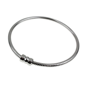 Detailed macro view of 304 stainless steel snake chain bracelet with magnetic clasp