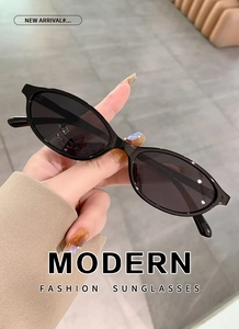 Detail view of oval black sunglasses with UV lenses and inner temple parameters