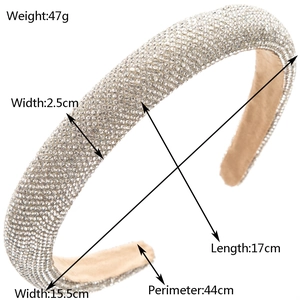 Serre-tête étincelant en strass avec bande de 2,5 cm et design léger de 47 g