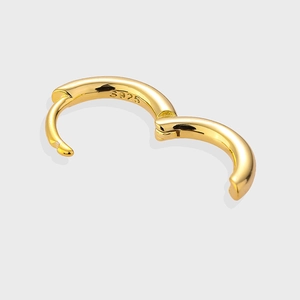 S925 sterling silver gold plated round hoop earring with hallmarked polished finish