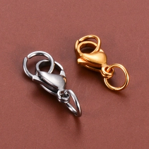 Stainless steel lobster clasps with double rings in gold and silver for DIY jewelry